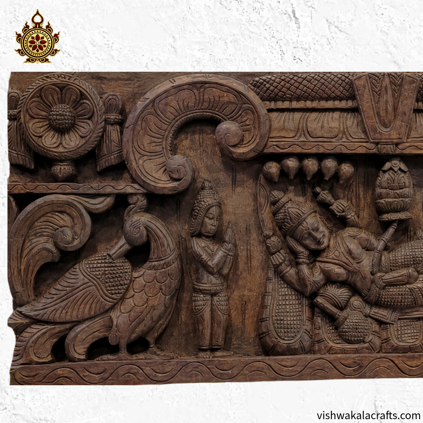 Lord Ranganathar With Namam Sangu Chakkaram wood Annam wooden wall panel Wall Hanging