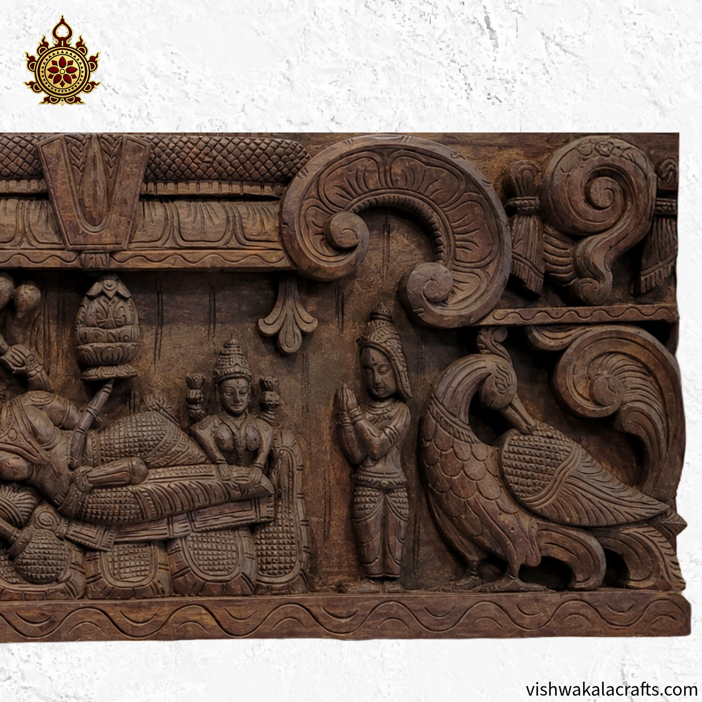 Lord Ranganathar With Namam Sangu Chakkaram wood Annam wooden wall panel Wall Hanging