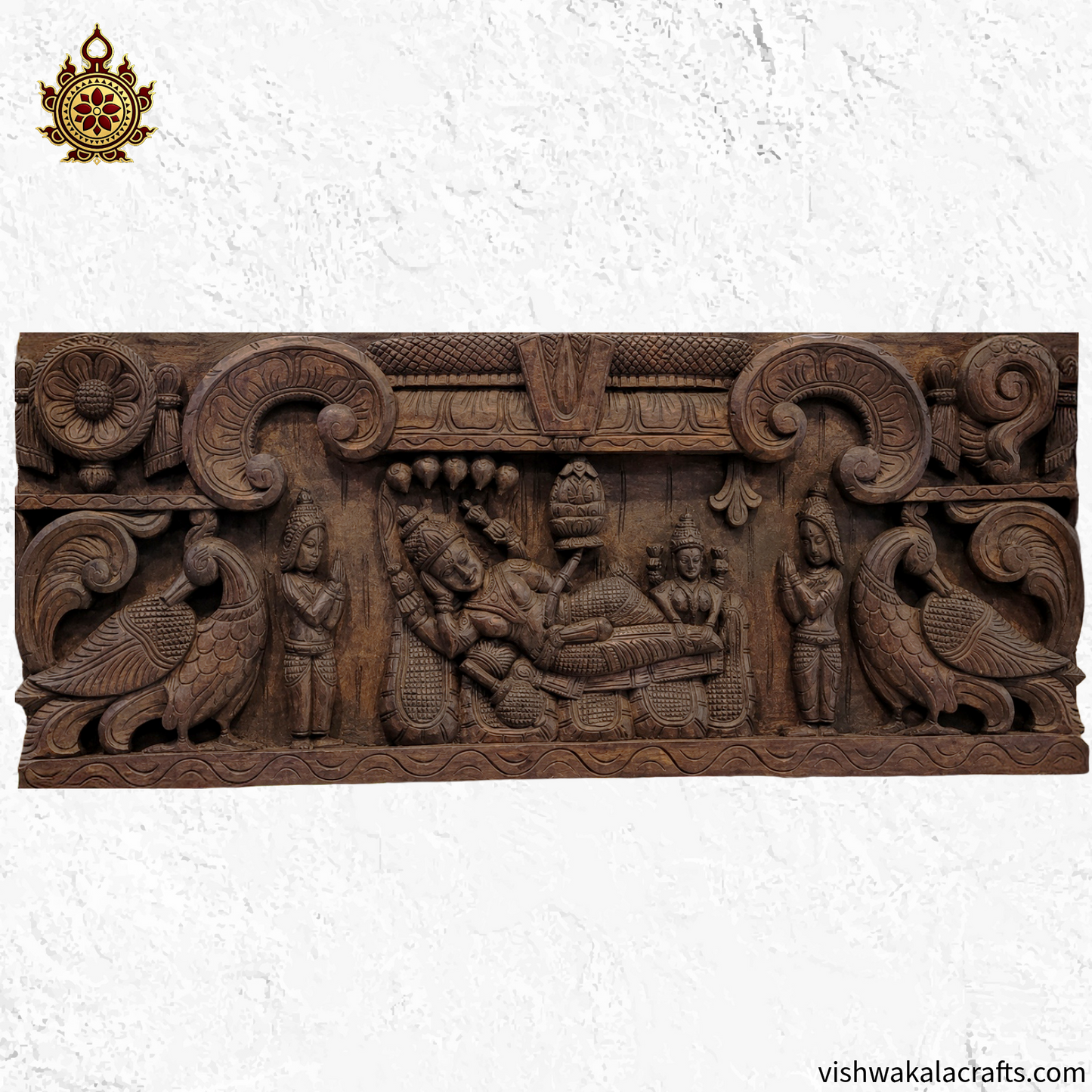 Lord Ranganathar With Namam Sangu Chakkaram wood Annam wooden wall panel Wall Hanging