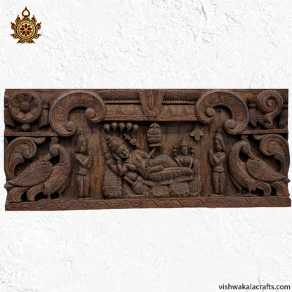 Lord Ranganathar With Namam Sangu Chakkaram wood Annam wooden wall panel Wall Hanging