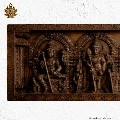 Sri Subramaniam Swamy Arupadai Murugan Wood Wall Panel 48''
