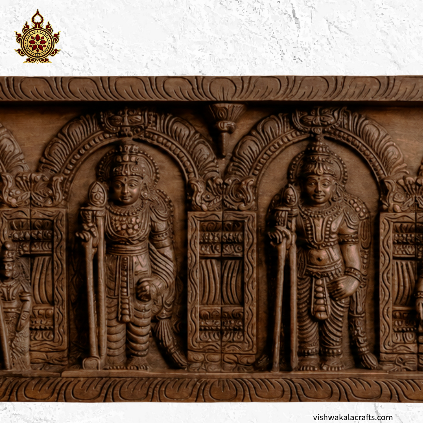 Sri Subramaniam Swamy Arupadai Murugan Wood Wall Panel 48''