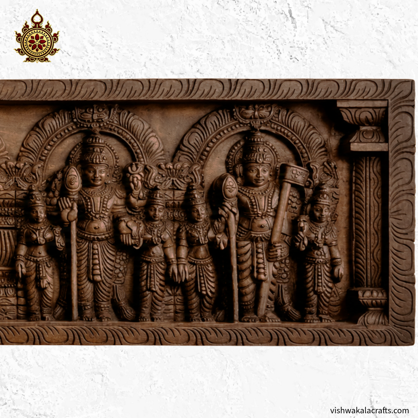 Sri Subramaniam Swamy Arupadai Murugan Wood Wall Panel 48''
