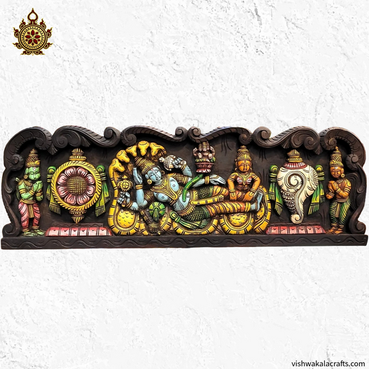 Lord Ranganathar with Garudar & Hanuman with Sangu Chekkaram Wall Panel