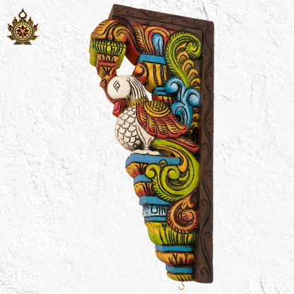 White annam wall brackets corbel chettinad indian traditional ethnic handicrafts entrance decor pillar decor puja decor (18x8.5x3) (Single)
