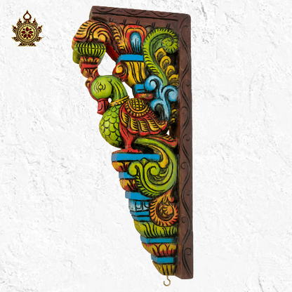 Green annam wall brackets corbel chettinad indian traditional ethnic handicrafts entrance decor pillar decor puja decor (18x8.5x3) (Single)