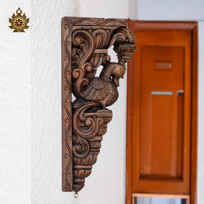 Annam Big Wall Bracket – Handcarved Ethnic Decor mahogany wood traditional chettinad handicrafts (18x9x2.5) (Single)