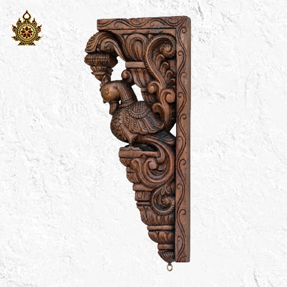 Annam Big Wall Bracket – Handcarved Ethnic Decor mahogany wood traditional chettinad handicrafts (18x9x2.5) (Single)