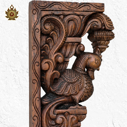 Annam Big Wall Bracket – Handcarved Ethnic Decor mahogany wood traditional chettinad handicrafts (18x9x2.5) (Single)