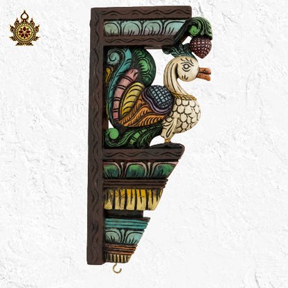 Annam Big wood carving wall bracket corbel mahogany wood traditional chettinad handicrafts (18x8.5x2.5) (Single)