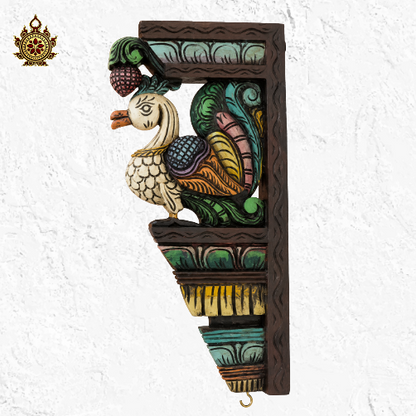 Annam Big wood carving wall bracket corbel mahogany wood traditional chettinad handicrafts (18x8.5x2.5) (Single)