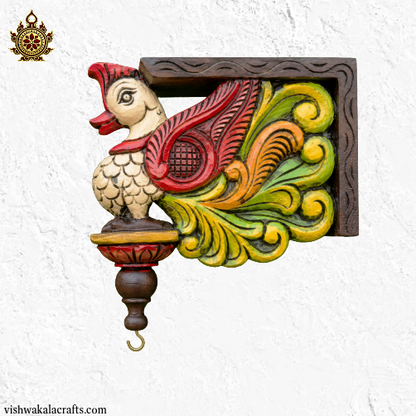 Swan annam wood carving wall bracket traditional chettinad handicrafts (12x8x2) Inches (Single)