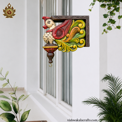 Swan annam wood carving wall bracket traditional chettinad handicrafts (12x8x2) Inches (Single)