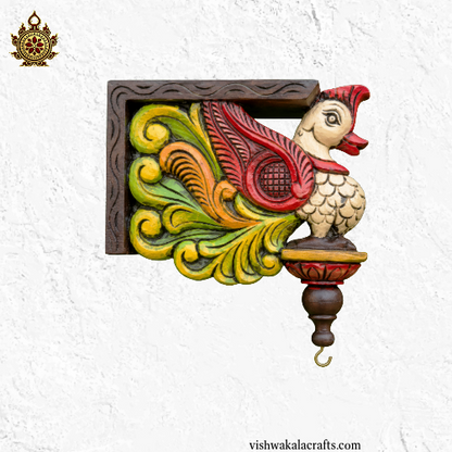 Swan annam wood carving wall bracket traditional chettinad handicrafts (12x8x2) Inches (Single)