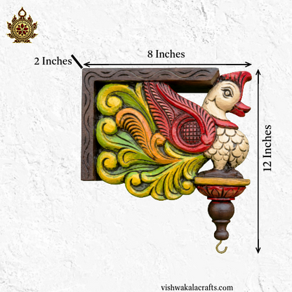 Swan annam wood carving wall bracket traditional chettinad handicrafts (12x8x2) Inches (Single)