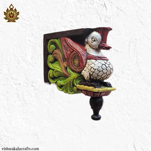 Swan annam wood carving wall bracket traditional chettinad handicrafts (12x8x2) Inches (Single)