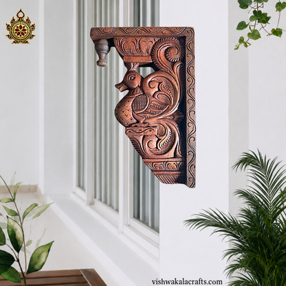 Annam Swan Wall Bracket Temple Inspired Wooden Accent (Single) (12x8x2) Inches