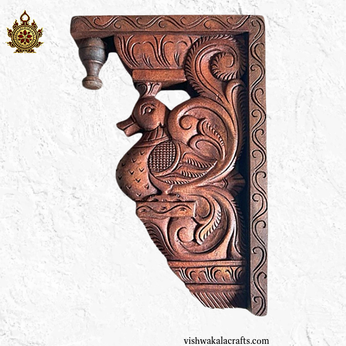 Annam Swan Wall Bracket Temple Inspired Wooden Accent (Single) (12x8x2) Inches