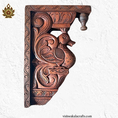 Annam Swan Wall Bracket Temple Inspired Wooden Accent (Single) (12x8x2) Inches