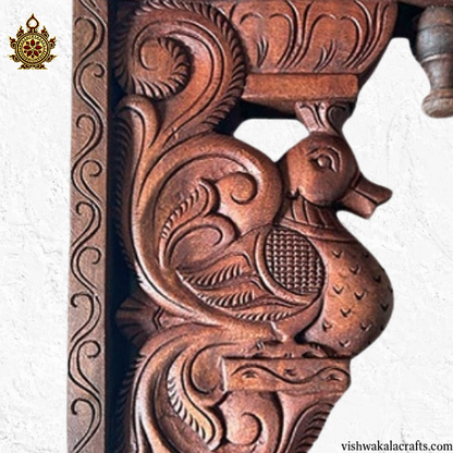 Annam Swan Wall Bracket Temple Inspired Wooden Accent (Single) (12x8x2) Inches