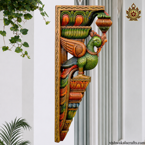 BIG Parrot Handcarved Wooden Wall Bracket (18x9x3) Inches (3 color options) (Single)