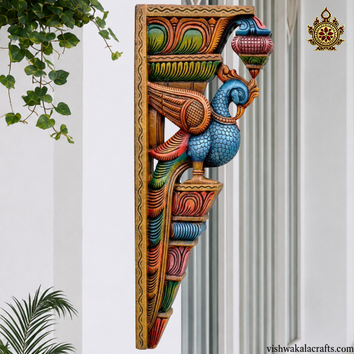 BIG Parrot Handcarved Wooden Wall Bracket (18x9x3) Inches (3 color options) (Single)