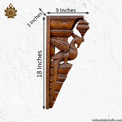 BIG Parrot Handcarved Wooden Wall Bracket (18x9x3) Inches (3 color options) (Single)