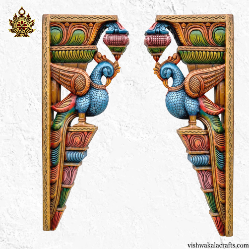 BIG Parrot Handcarved Wooden Wall Bracket (18x9x3) Inches (3 color options) (Single)