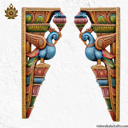 BIG Parrot Handcarved Wooden Wall Bracket (18x9x3) Inches (3 color options) (Single)