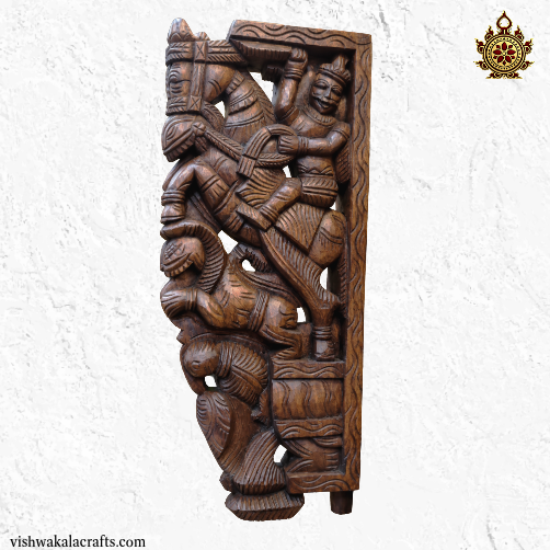 Horse with yali wall bracket corbel traditional chettinad handicrafts (18x8x2) Inches (Single)