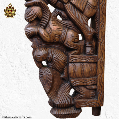 Horse with yali wall bracket corbel traditional chettinad handicrafts (18x8x2) Inches (Single)