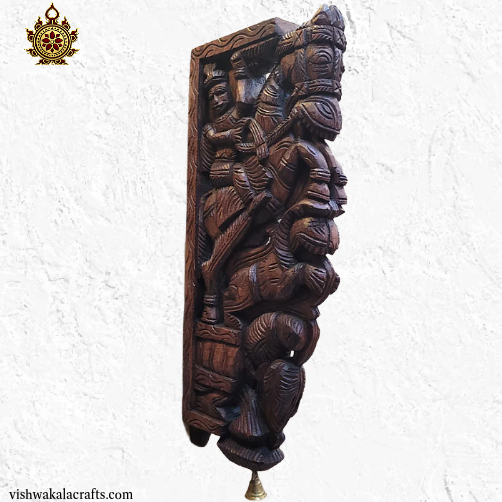 Horse with yali wall bracket corbel traditional chettinad handicrafts (18x8x2) Inches (Single)