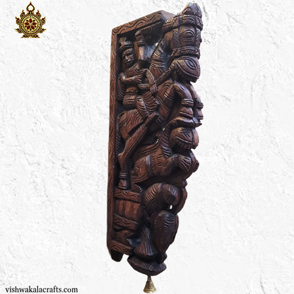 Horse with yali wall bracket corbel traditional chettinad handicrafts (18x8x2) Inches (Single)