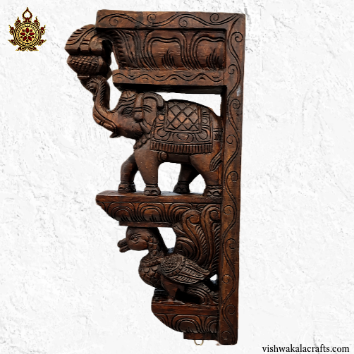 Elephant Trunk Up With Annam Big Wall Bracket Handicrafts (18x9.5x3.5) Inches (Single)
