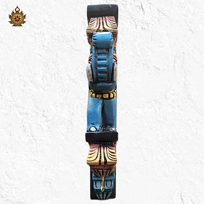 Chettinad Full Elephant Wall Bracket / Corbel Blue Mahogany Wood Carving Traditional Indian Handcrafts Ethnic Decor (Single)