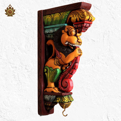 Yali Bracket 12″ Hand-Carved Multicolour Corbel (single)