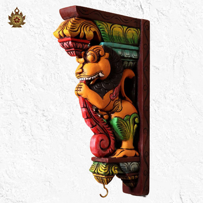 Yali Bracket 12″ Hand-Carved Multicolour Corbel (single)