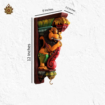 Yali Bracket 12″ Hand-Carved Multicolour Corbel (single)
