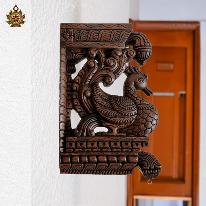 Annam wood carving wall bracket-corbel with double bodhil traditional chettinad handicrafts rosewood color (Single)