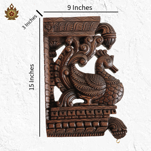Annam wood carving wall bracket-corbel with double bodhil traditional chettinad handicrafts rosewood color (Single)
