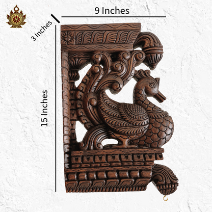 Annam wood carving wall bracket-corbel with double bodhil traditional chettinad handicrafts rosewood color (Single)