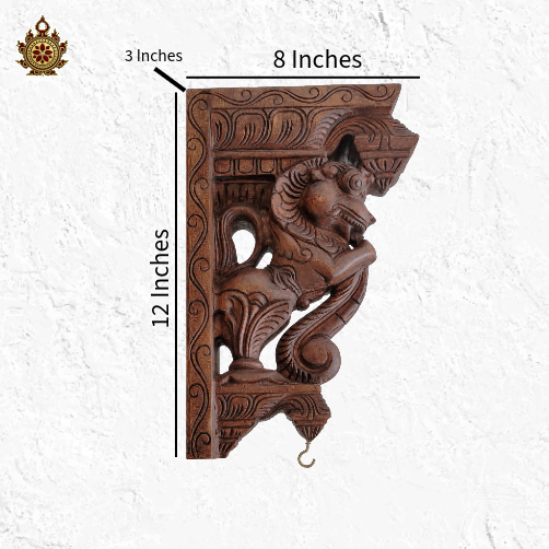 Yali / Yazhi Wall Bracket-Corbel Rosewood Color / Traditional Chettinad Handicrafts (Single)