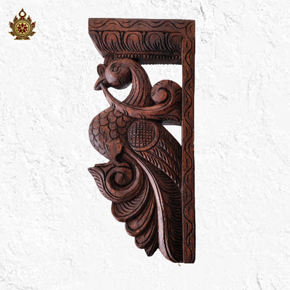 Parrot Big Wood Carving Wall Bracket /Traditional Chettinad Handicrafts Rosewood Color (Single)