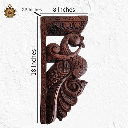 Parrot Big Wood Carving Wall Bracket /Traditional Chettinad Handicrafts Rosewood Color (Single)