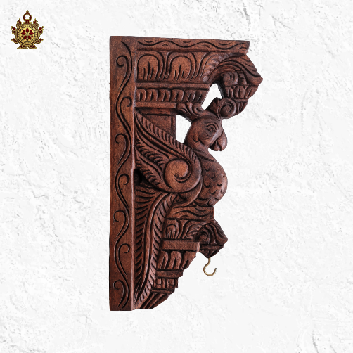 Parrot Fly Bodhil Wood Carving Wall Bracket / Corbel Maghony Wood Rosewood Color (12x7x2) inches (Single)