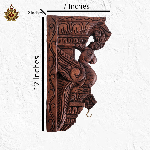 Parrot Fly Bodhil Wood Carving Wall Bracket / Corbel Maghony Wood Rosewood Color (12x7x2) inches (Single)