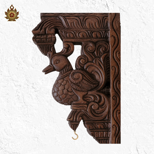 Annam wood carving wall bracket corbel traditional chettinad handicrafts rosewood color (Single)