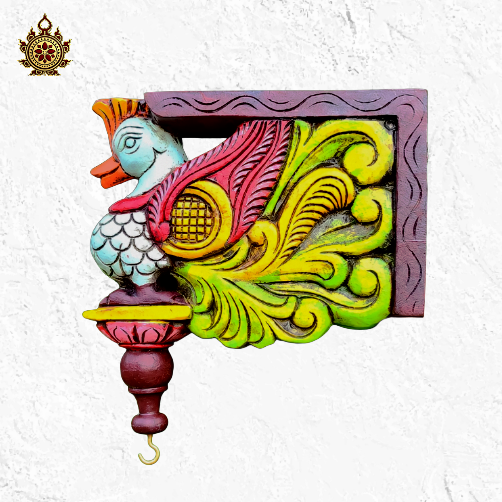 Swan annam wood carving wall bracket traditional chettinad handicrafts maghony wood (10x9x3) (Single)
