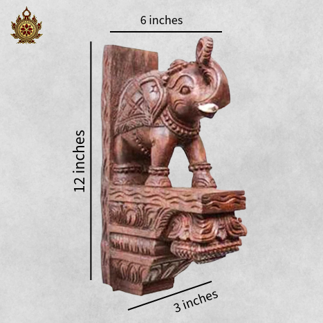 Elephant Door Hanging Bracket - Hand carved Wooden Decor (Single)