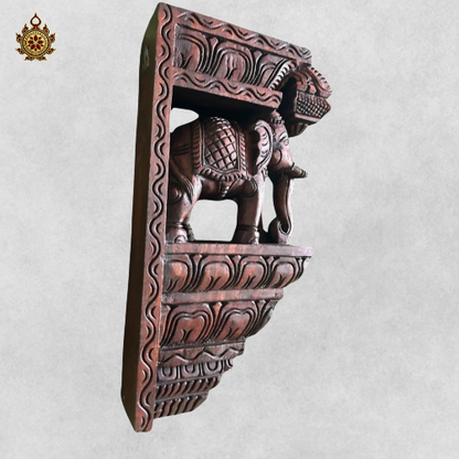 Traditional Wood carved Elephant Bracket / Corbel – Wall Hanging (Single)